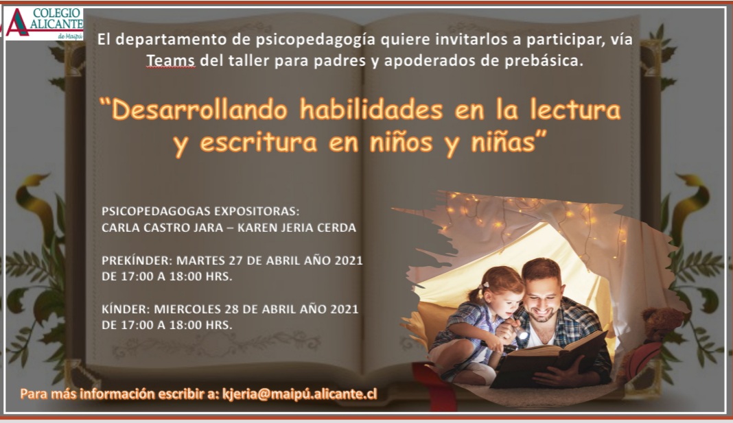 Taller para padres Desarrollando habilidades en la lectura y escritura en niños y niñas